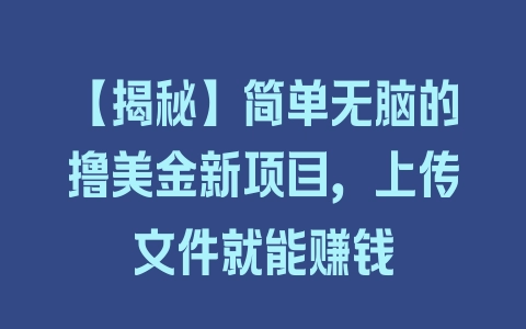 【揭秘】简单无脑的撸美金新项目，上传文件就能赚钱 - 塑业网