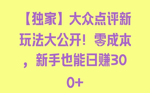 【独家】大众点评新玩法大公开！零成本，新手也能日赚300+ - 塑业网