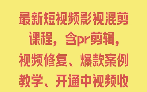 最新短视频影视混剪课程，含pr剪辑，视频修复、爆款案例教学、开通中视频收益等 - 塑业网