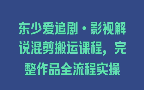 东少爱追剧·影视解说混剪搬运课程，完整作品全流程实操 - 塑业网