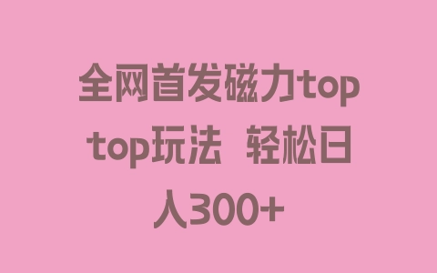 全网首发磁力toptop玩法 轻松日入300+ - 塑业网