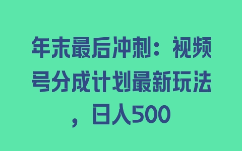 年末最后冲刺：视频号分成计划最新玩法，日入500 - 塑业网