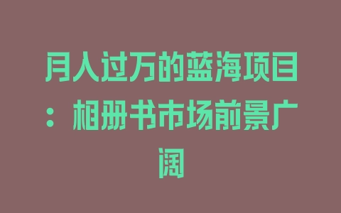 月入过万的蓝海项目：相册书市场前景广阔 - 塑业网