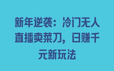 新年逆袭：冷门无人直播卖菜刀，日赚千元新玩法 - 塑业网