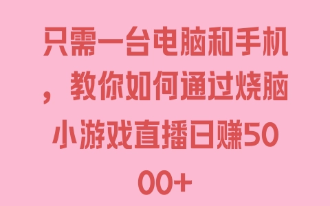 只需一台电脑和手机，教你如何通过烧脑小游戏直播日赚5000+ - 塑业网