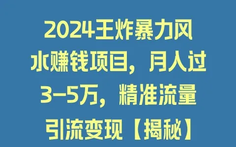 2024王炸暴力风水赚钱项目，月入过3-5万，精准流量引流变现【揭秘】 - 塑业网