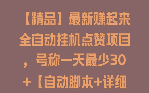 【精品】最新赚起来全自动挂机点赞项目，号称一天最少30+【自动脚本+详细教程】 - 塑业网