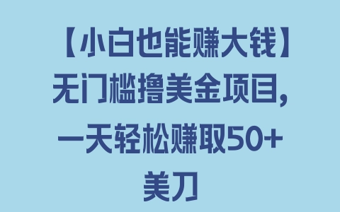 【小白也能赚大钱】无门槛撸美金项目，一天轻松赚取50+美刀 - 塑业网