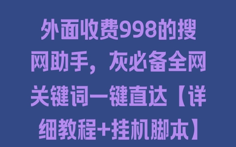 外面收费998的搜网助手，灰必备全网关键词一键直达【详细教程+挂机脚本】 - 塑业网