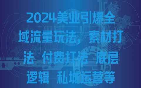 2024美业引爆全域流量玩法，素材打法 付费打法 底层逻辑 私城运营等 - 塑业网