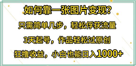 如何靠一张图片变现?只需简单几步，轻松俘获流量，3天起号，作品轻松过原创【揭秘】 - 塑业网