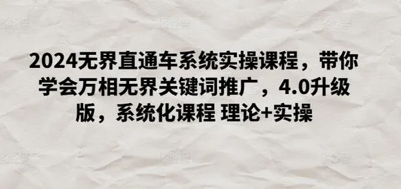 2024无界直通车系统实操课程，带你学会万相无界关键词推广，4.0升级版，系统化课程 理论+实操 - 塑业网