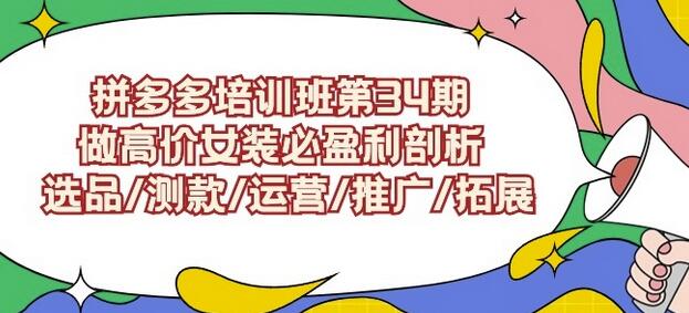拼多多培训班第34期：做高价女装必盈利剖析选品/测款/运营/推广/拓展