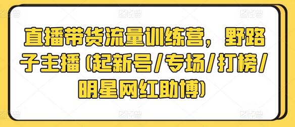 直播带货流量训练营，野路子主播(起新号/专场/打榜/明星网红助博) - 塑业网