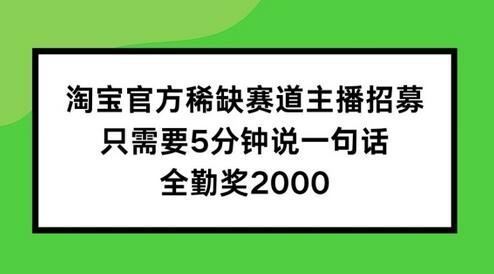 淘宝官方稀缺赛道主播招募 ，只需要5分钟说一句话， 全勤奖2000【揭秘】 - 塑业网