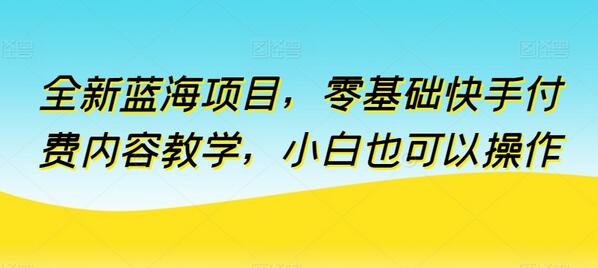 全新蓝海项目，零基础快手付费内容教学，小白也可以操作【揭秘】 - 塑业网