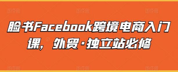 脸书Facebook跨境电商入门课，外贸·独立站必修 - 塑业网