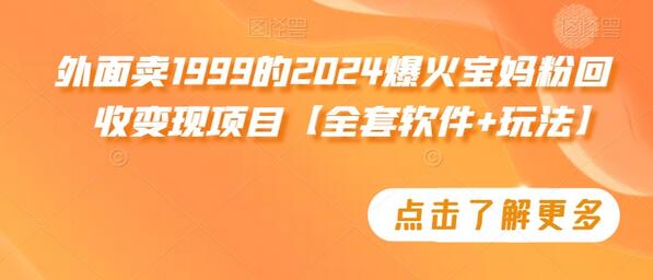 外面卖1999的2024爆火宝妈粉回收变现项目【全套软件+玩法】【揭秘】