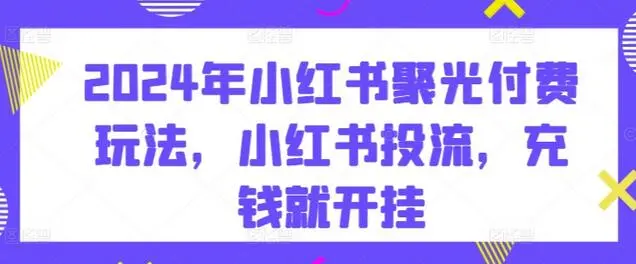 2024年小红书聚光付费玩法，小红书投流，充钱就开挂 - 塑业网